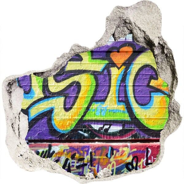 Autocollant mural trou Graffiti sur un mur endommagé