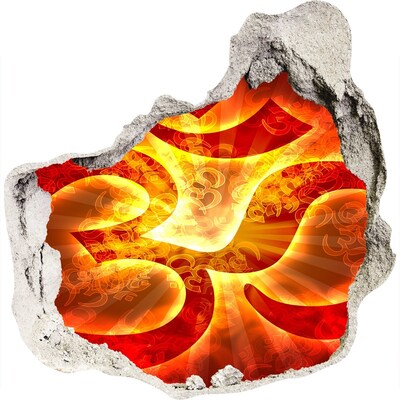 Autocollant à effet 3d trou Feu au cœur du mur