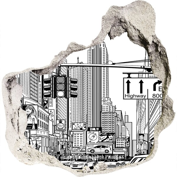 Sticker trou dans le mur Rues de New York