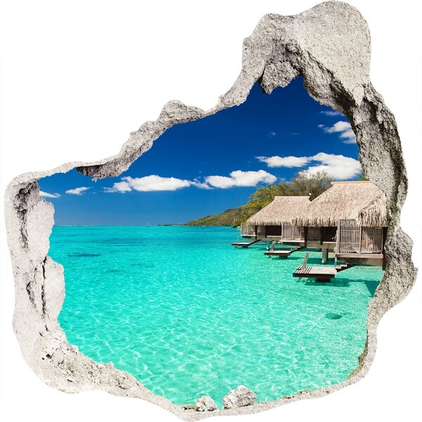 Autocollant mural trou Le lagon paradisiaque parmi les bungalows