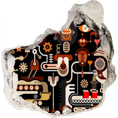 Autocollant mural trou Le monde futuriste des robots