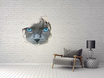 Autocollant à effet 3d trou Chat dans un trou dans le mur