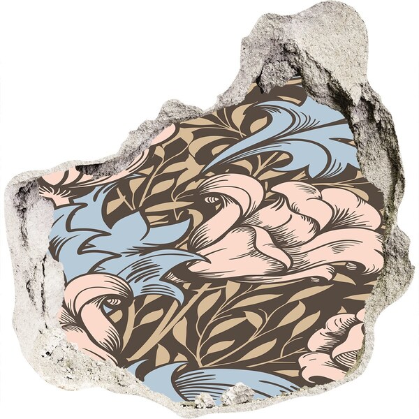 Autocollant mural trou Motif floral trou dans le mur