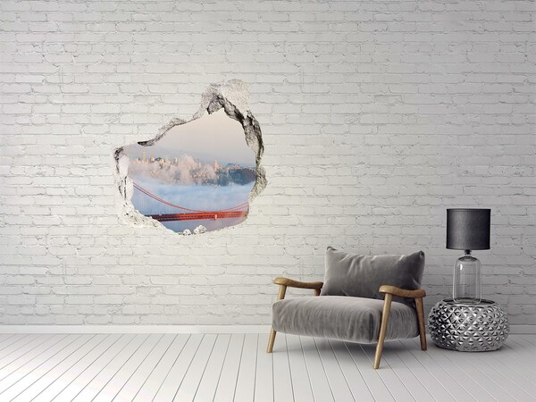 Autocollant mural trou Le pont du Golden Gate dans les nuages