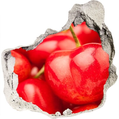Autocollant mural trou Des cerises juteuses dans un trou dans le mur
