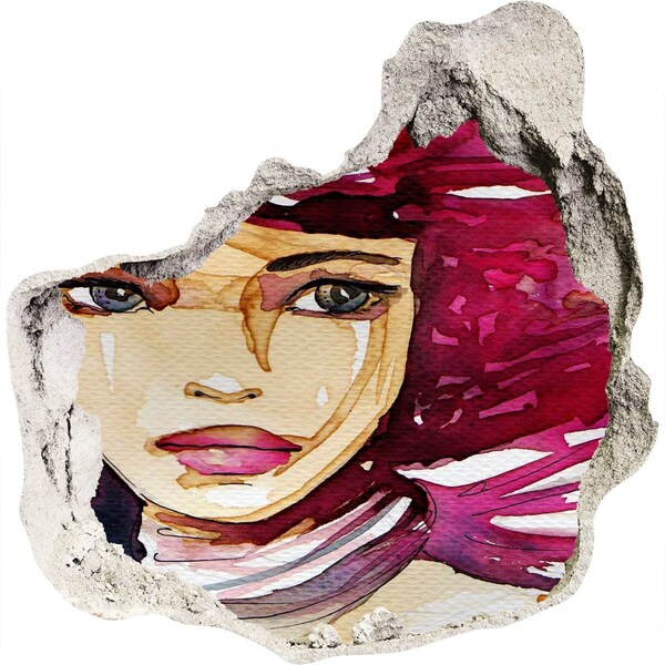 Autocollant mural trou Portrait avec des accents roses