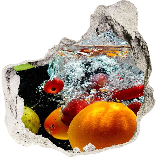 Autocollant mural trou Explosion de fruits dans l'eau