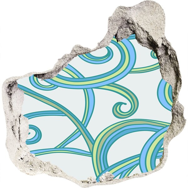 Autocollant à effet 3d trou Vagues colorées sur fond de mur