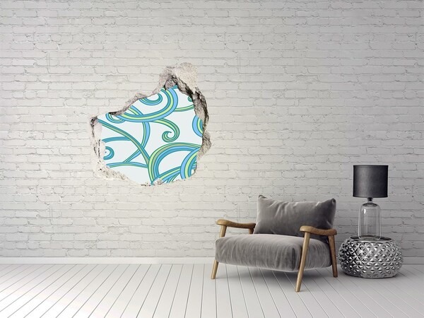 Autocollant à effet 3d trou Vagues colorées sur fond de mur