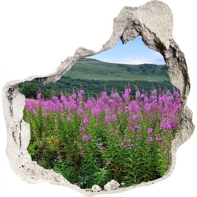 Autocollant à effet 3d trou Paysage floral dans les montagnes