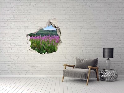 Autocollant à effet 3d trou Paysage floral dans les montagnes