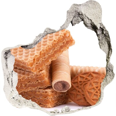 Autocollant mural trou Gaufres sucrées dans un trou