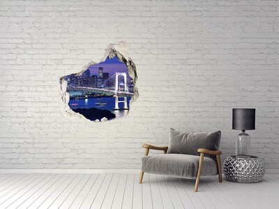 Autocollant à effet 3d trou Le pont illuminé la nuit