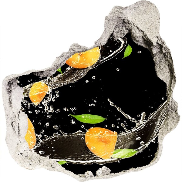 Autocollant mural trou Cascade de fruits dans un trou dans le mur