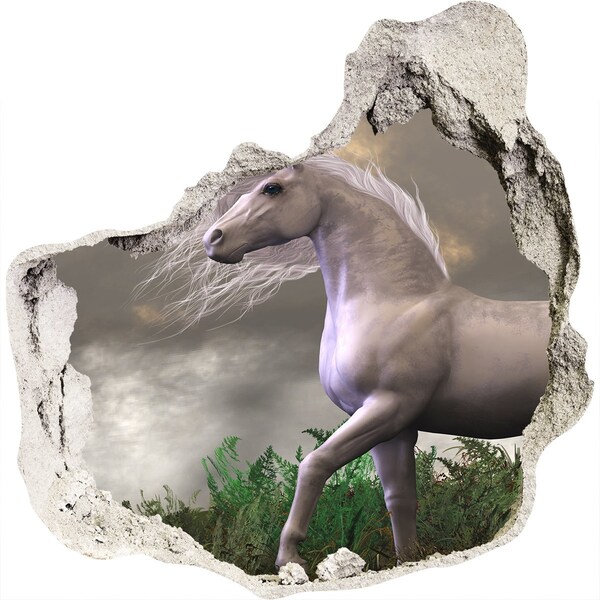 Autocollant à effet 3d trou Licorne grise grès