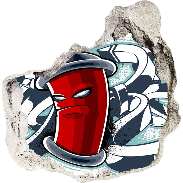 Autocollant mural trou Mug rouge avec graffiti