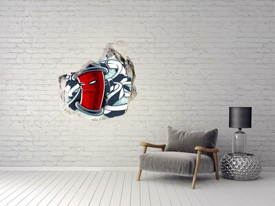 Autocollant mural trou Mug rouge avec graffiti