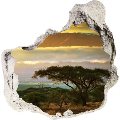Sticker mural effet trou Paysage africain avec des arbres