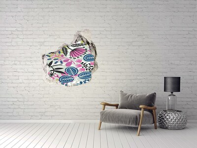 Sticker mural effet trou Modèle floral grès