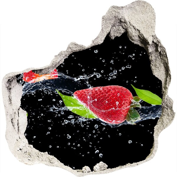Sticker mural effet trou Fraise dans l'eau