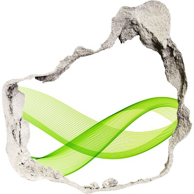 Sticker mural effet trou Vague verte dans le trou du mur