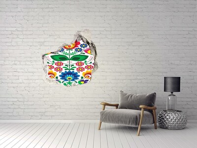 Sticker mural effet trou Motif floral sur fond béton