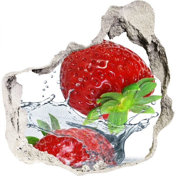 Sticker trou dans le mur Des fraises juteuses dans une explosion d'eau