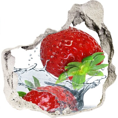 Sticker trou dans le mur Des fraises juteuses dans une explosion d'eau
