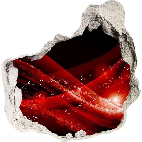 Sticker mural effet trou Tourbillon rouge dans le béton
