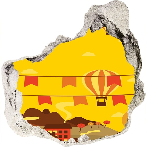 Autocollant mural trou Paysage de montgolfières dans les montagnes