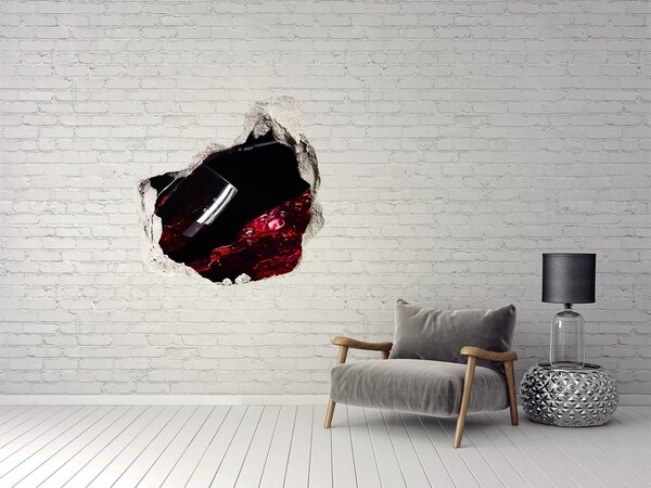 Autocollant à effet 3d trou Du vin rouge dans un mur brisé