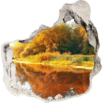 Autocollant à effet 3d trou Paysage d'automne au bord de la rivière