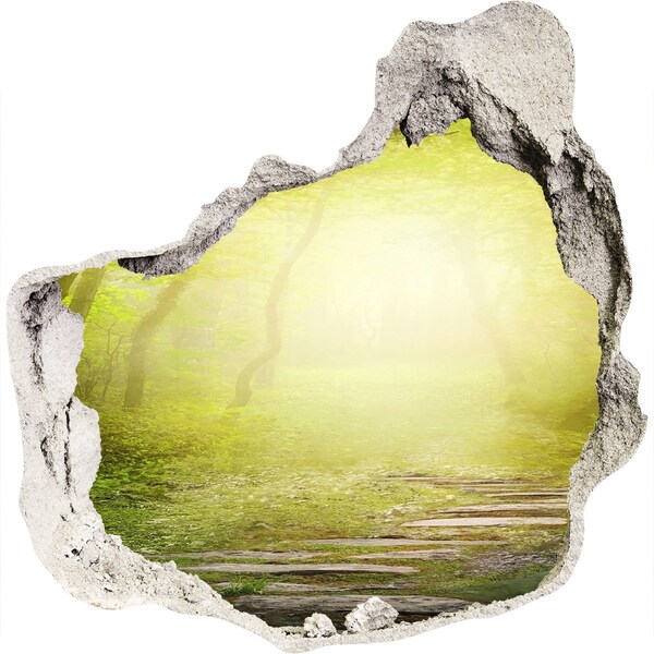 Sticker mural effet trou Forêt verte sous les rayons du soleil