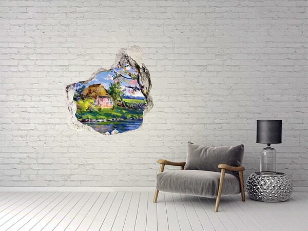 Sticker mural effet trou Un charmant cottage de campagne