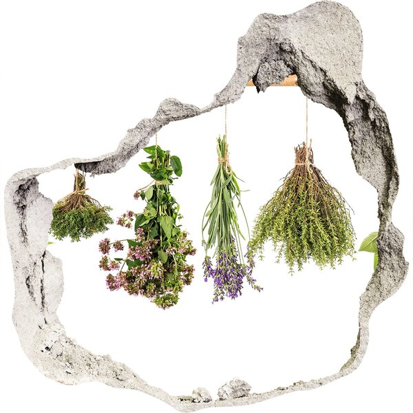 Autocollant à effet 3d trou Coin herbes aromatiques dans la cuisine