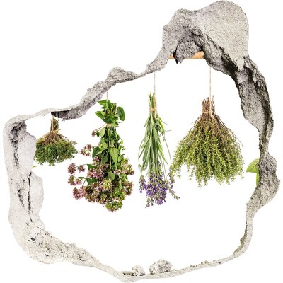 Autocollant à effet 3d trou Coin herbes aromatiques dans la cuisine