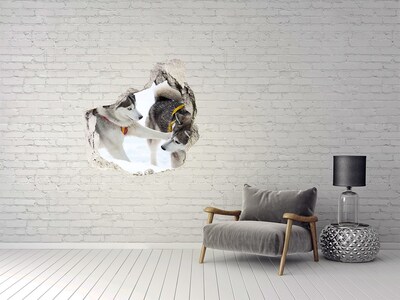 Autocollant à effet 3d trou Huskies de Sibérie en action