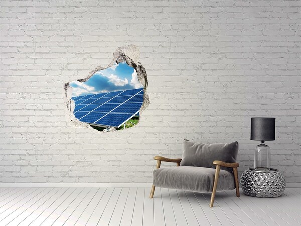 Autocollant à effet 3d trou Des panneaux solaires dans les nuages