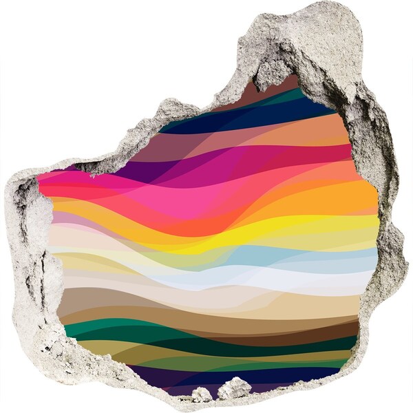 Autocollant à effet 3d trou Vagues colorées sur fond de béton