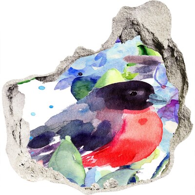 Sticker mural effet trou Un oiseau dans une composition colorée