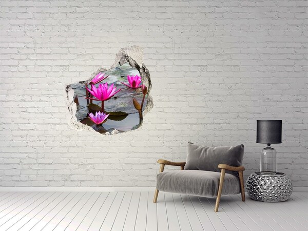 Sticker mural effet trou Fleurs aquatiques dans l'étang