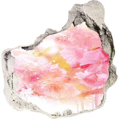 Sticker trou dans le mur Un paysage floral derrière un trou dans le mur