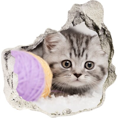 Autocollant mural trou Le chaton derrière le mur