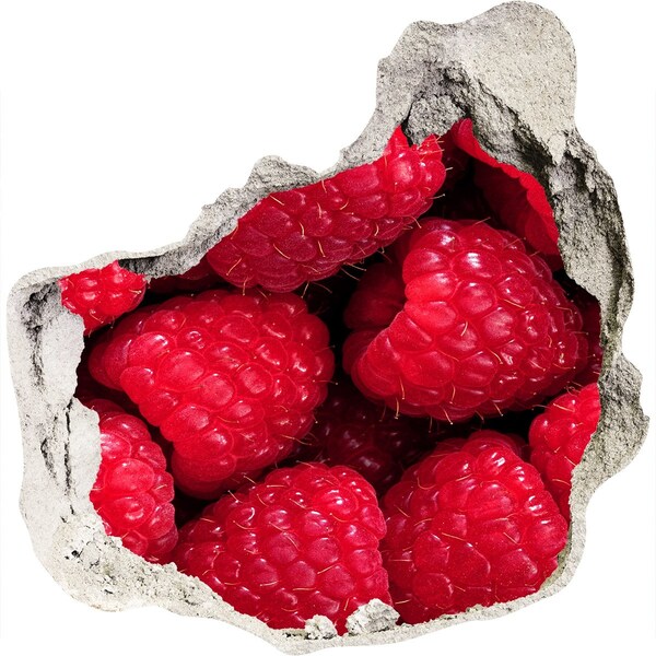 Sticker trou dans le mur Framboises dans du béton