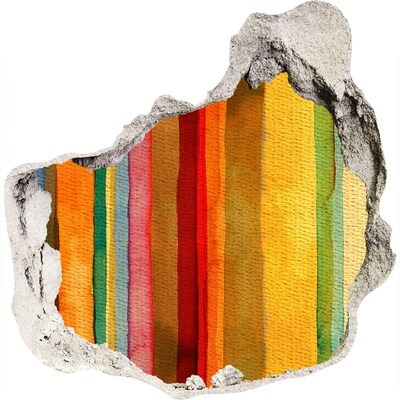 Autocollant à effet 3d trou Des rayures colorées sur un mur endommagé