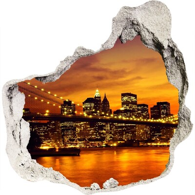 Sticker trou dans le mur La silhouette de New York au coucher du soleil
