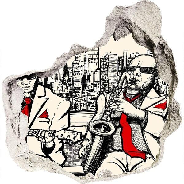 Autocollant mural trou La scène jazz en ville