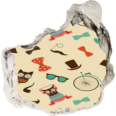 Sticker mural effet trou Motifs et accessoires élégants
