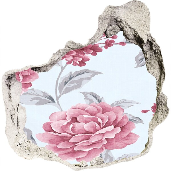 Sticker mural effet trou Motif floral sur fond béton