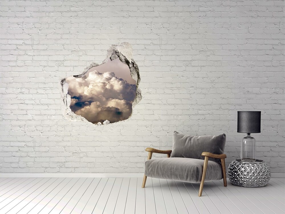 Sticker mural effet trou Nuages ​dans le ciel grès